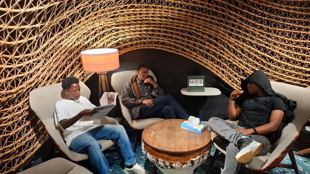 Group of developers talking in a lounge area at the Microsoft Nairobi office